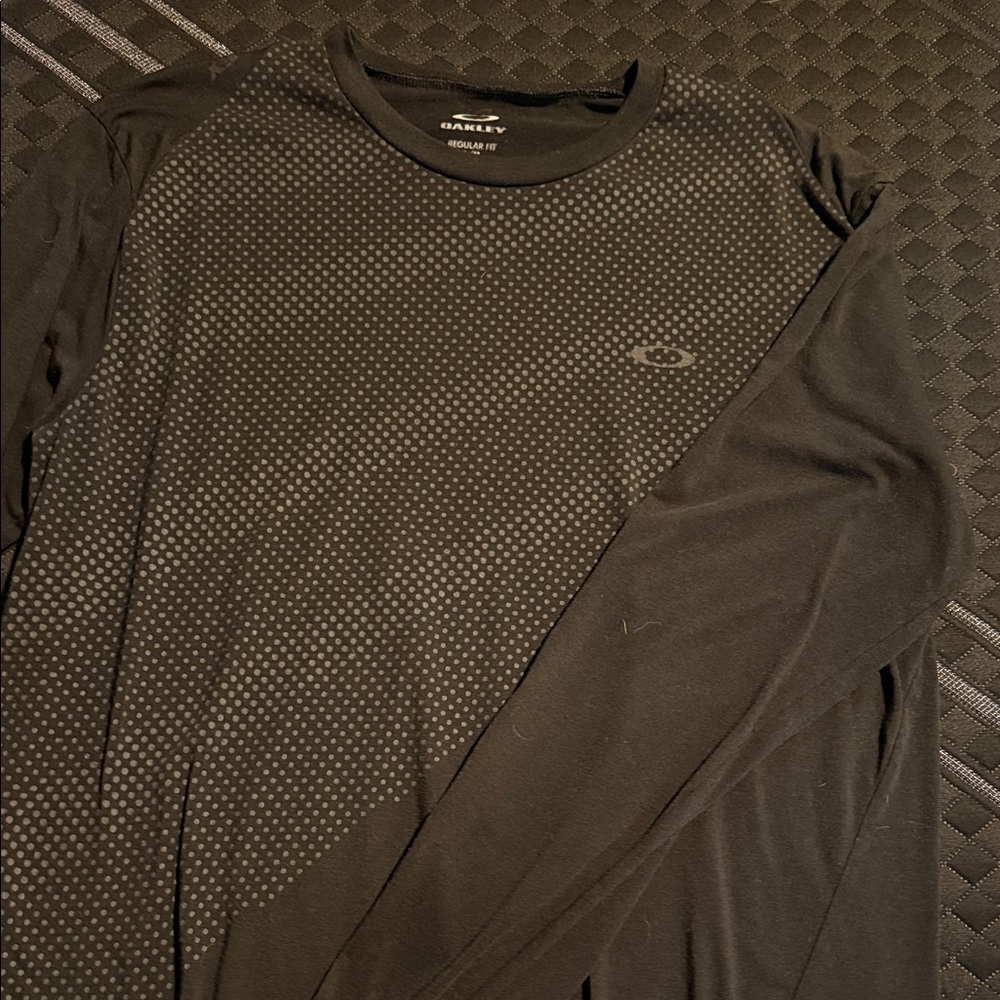 Oakley Black Long Sleeve Performance Shirt with Subtle Dot Pattern